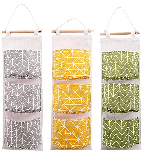 DOULEIN Hängetasche Hängend Aufbewahrungstasche,3 Stücke Hängende Tasche Wand Tür Wand Organizer mit 3 Taschen, für Schlafzimmer, Wohnzimmer, Hinter der Tür, Wand
