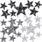 Syhood 24 Pieces Star Patches Iron on Rhinestone Adhesive Sequin Glitter Star Patches Appliques for Clothing Jeans Repair Decoration(1.57 Inch,Black, Silver, Grey)