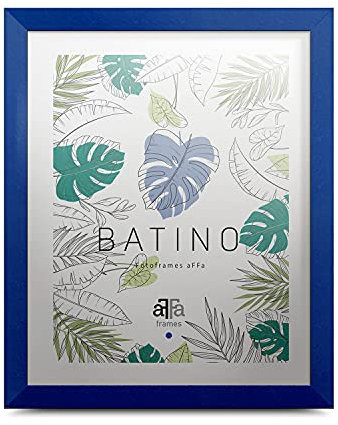 aFFa frames, Batino, Cadre photo en bois, Light, Rectangle, avec façade en verre acrylique, dos HDF, Navy Blue, 40x60 cm