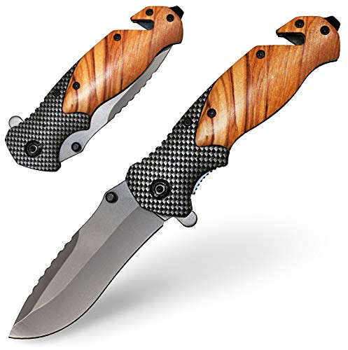 Pixelstudio Jäger Messer Jagd Klappmesser Outdoor Taschenmesser Jagdmesser Trekking Geschenk Männer Holz