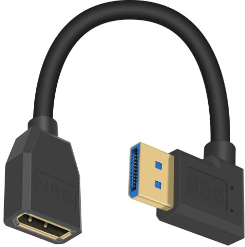Maxhood Short DisplayPort 1.4 Extension Cable - Right Angle 8K@60Hz, 90 Degree Male to Female, 15cm for PC, Laptop