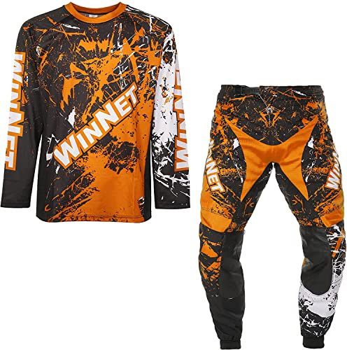 Completino per Mini Moto Cross da Bambino (Arancione, 4 Anni)