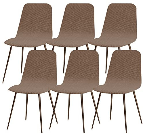 Lydevo Stuhlhussen 6er Esszimmer Strech Stuhlhussen für Esszimmerstühle Universal Waschbar Bezug Stuhlhussen Skandinavisch Stuhlüberzug für Küchenstühle Hotel Bankett,Diagonal#Kamel