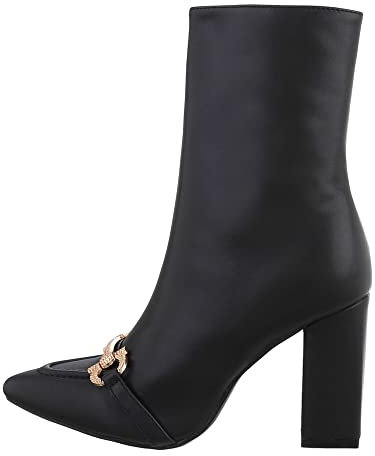 Ital Design Damenschuhe Stiefeletten High-Heel Stiefeletten, JRX2220-, Kunstleder, Schwarz, Gr. 41