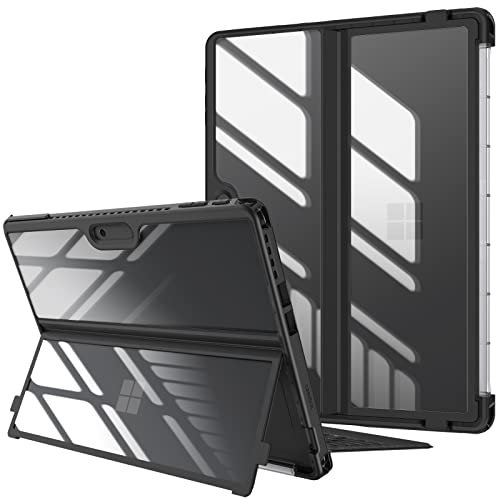 Fintie Hülle für Microsoft Surface Pro 11/10 / 9/9 5G (2024-2022) 13 Zoll, Stoßfeste Robuste Hartschalen Schutzhülle mit Original Ständer, Type Cover Kompatibel, Schwarz