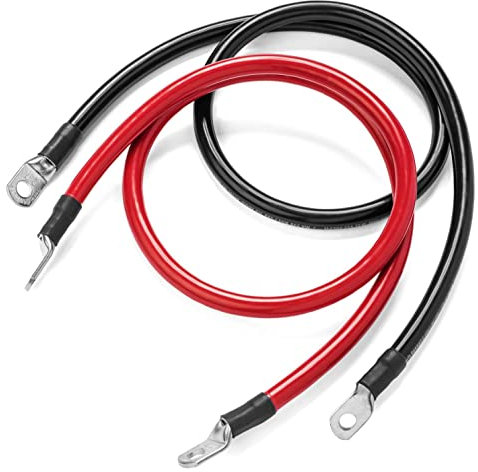 GUUZI 5 AWG/16mm² 80cm Cavi Batteria Max 100A Cavo Inverter Alimentazione Batteria con Alette in Rame Stagnato Entrambe le Estremità per Solar Marine Barca RV Auto Moto