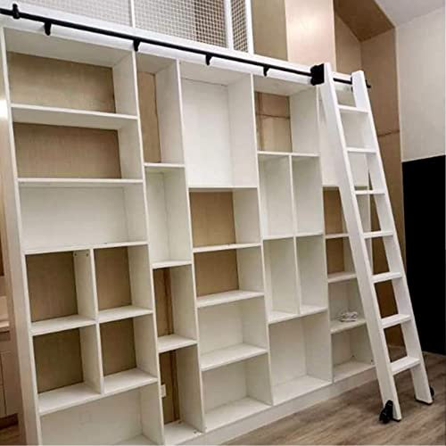Scala per Libreria Scorrevole - Kit Binario Nero con Ruote, Hardware per Porta Scorrevole
