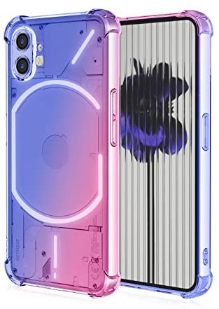 Topme Coque pour NothingPhone (1) / NothingPhone 1 (6.55 inches), Étui de Téléphone Portable en Silicone TPU Souple avec Dégradé de Couleur Transparent - Bleu Rose