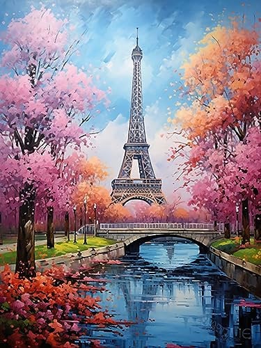 Reofrey 5D Diamond Painting Zubehör Turm Von Paris, Full Dril Landschaften Diamant Painting Bilder Set Diamant Malerei Vollbohrer, Kreuzstich Erwachsene Stickerei Crystal Strass Foto Craft 30X40cm
