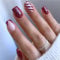 24 Pcs Christmas Press on Nails Short, Red and White Swirl French Fake Nails Patterns, Glitter Red Square French Tip False Nails With Glue - Full Cover Acrylic Stick on Nails for Women and Girls