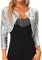 Allegra K Damen Pailletten Jacke Bolero Glitzernde Party Langarm Shrug Cardigan mit Offener Vorderseite Silber L