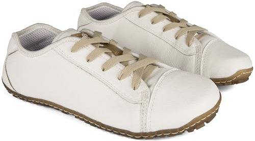 Magical Shoes Elegante Barfußschuhe, Damen/Herren, Barefoot, Minimalistische Schuhe, Freizeit, Reise, Outdoor, Wandern, Flexibel, rutschfest, Promenade, GR. 45, Weiß Vegan