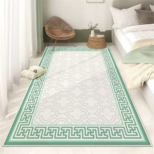 Autdoorteppich Wohnzimmer Teppichboden Grün Karierte Geometrische Retro Muster Schlafzimmer Weich 80X160Cm Teppich Antirutschunterlage Grün