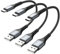 SUNGUY Cable USB vers USB C, 3×15CM Câble Charge rapide Compatible avec iPhone 16/15 Pro Plus Max, Galaxy S24/S23/S22/S21, Google Pixel 8/8 Pro, appareils USB C-Gris