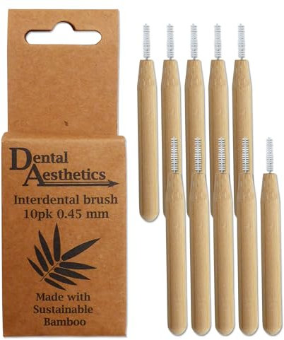 Brosses interdentaires en bambou ~ Manche en bambou, respectueux de l'environnement, lot de 10 (0,45 mm)