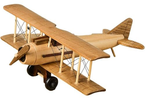 Bemvp Holz Vintage Handgemachte Flugzeug Maßstab Modell Ornamente Dekor Home Desktop Retro Flugzeug Dekoration Statuen