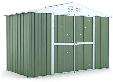 Notek Srl Box in Acciaio Zincato Casetta da Giardino in Lamiera 3.27 x 1.55 m x h2.17 m - 114 kg - 5.06 Metri Quadri (Verde)