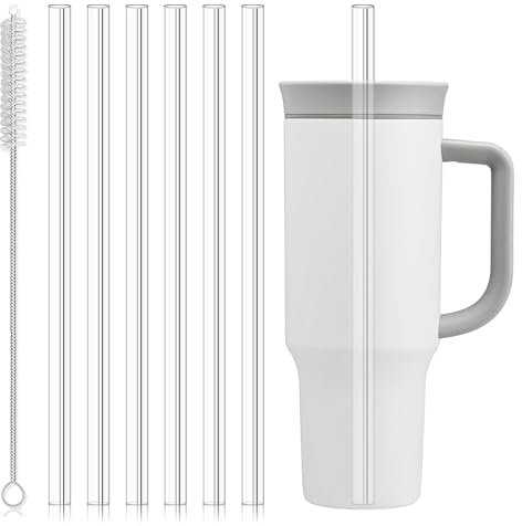 Axlksia 6 Pcs Replacement Straws for Owala 40oz Tumbler, Reusable Plastic Straws with Cleaning Brush Compatible with Owala Water Bottle Cup Mug Accessories
