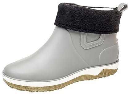 Scarpe da uomo impermeabili – fondamentali stivali di gomma 44 corti antiscivolo stivali da pioggia comodi stivaletti imbottiti con suola morbida e spessa, stivali da lavoro leggeri a testa tonda,