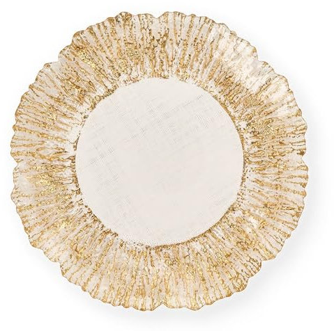 Nuvole di Stoffa Sottopiatto/piatto panettone natalizio in vetro con bordo oro Cartolina di Natale D33 cm 7 varianti(1pz) B