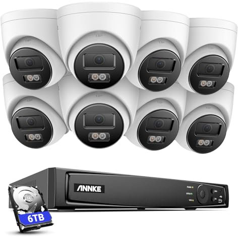 ANNKE 4K PoE CCTV Camera Systems, 16CH NVR with 6TB HDD, 8X 8MP PoE IP Cameras Outdoor, Human and Vehicle Detection, Remote Access, 100 ft Night Vision, Security Camera System for 24/7 Recording