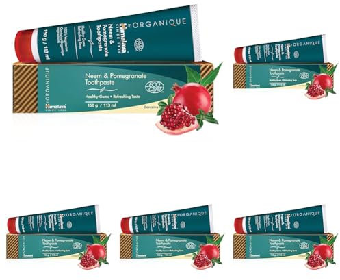 Himalaya Organique Neem & Granatapfel Zahnpasta, Fluoridfreie und Vegetarisch,150 g (5er Pack)