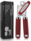 Safring Can Opener Manual, Heavy Duty Handheld Strong Can Opener with Soft Touch Handle, Sharp Blade Smooth Edge, Can Openers with Multifunctional Bottle Opener, Red
