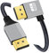 CY Câble DisplayPort DP vers DP coudé à gauche Câble 4K 60 Hz Manchon argenté Ultra-HD UHD 90 degrés pour moniteur d'ordinateur portable de bureau Carte graphique (100 cm)