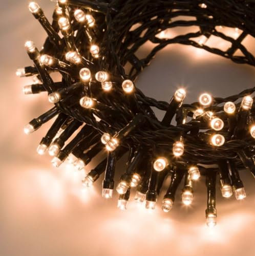 Catena luminosa natalizia a led da interno e da esterno luci per albero di natale IP44 25 metri 500 led (500 led - cavo verde - luce calda)
