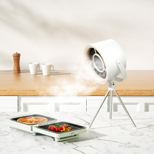 Cappa aspirante portatile, cappa aspirante con filtro intercambiabile, cappa da tavolo con ventola di scarico a 3 velocità, sfiato da cucina per barbecue, cottura, pentola calda (Bianco)
