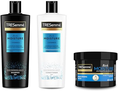 TRESemmé Rich Moisture Shampoo, Spülung und Haarkur, für trockenes, geschädigtes Haar 400 ml + 400 ml + 440 ml