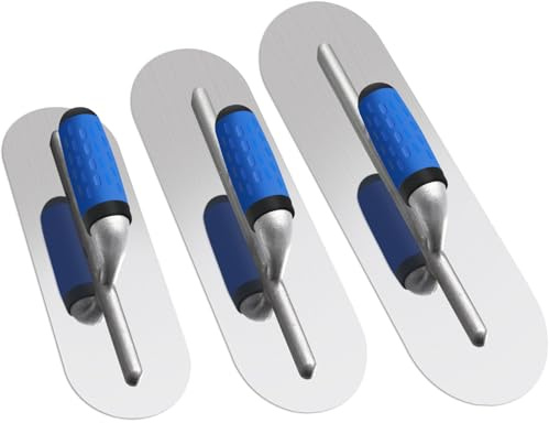 Lasnten 3 PC Stainless Steel Pool Trowel Set Concrete Tools,Blue