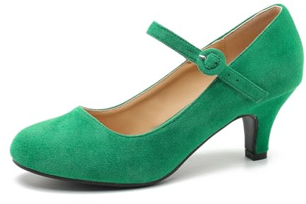 Women's Vintage Mary Jane Shoes Dress Comfortable Low Kitten Heels Ankle Strap Closed Round Toe Office Work Wedding Pumps