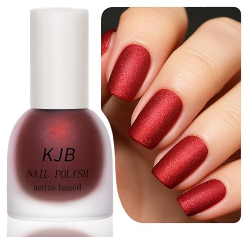 Perlmutt Roter Matt Nagellack - Schnelltrocknend & Langanhaltend - ungiftiger Nagellack auf Wasserbasis - Matte Red Nail Polish für DIY Nagelkunst Nageldesign Maniküre zu Hause (Rot, 12g)