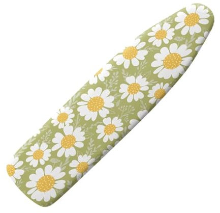 Buxolandt Fresh Cartoon Daisy Print Ironing Board Cover Easy Install with Elastic Edge 3 Bottom Nylon Buckle Straps Breathable Cover Suitable Size for Wide Ironing Board House Decor Size-XL