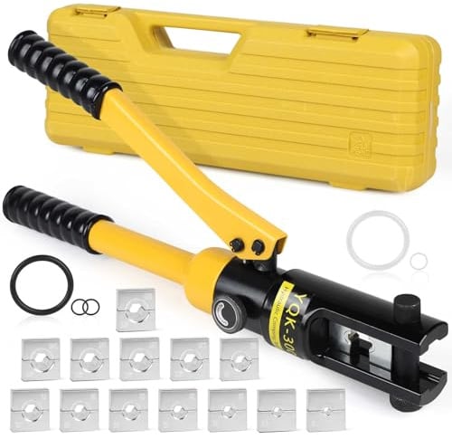 SWAWIS 16T Hydraulische Crimpzange 8-300 mm² Presszange 10AWG-600MCM | 13 Kabelschuhe Kabelschuhe Sätzen der Crimpformen