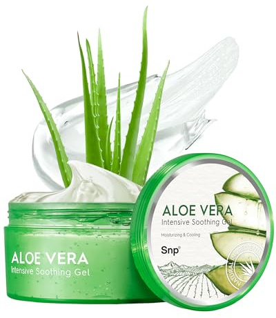 SNP Aloe Vera Intensive Soothing Gel – Vielseitiger Feuchtigkeitsspender mit Aloe-Vera-Blatt-Extrakt für Gesicht, Körper, Haare und alle Hauttypen, zur Beruhigung, Hydration und Erfrischung Haut, 300g