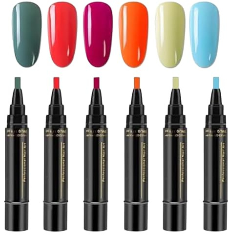 6 Colores Bolígrafos De Esmalte De Uñas, Lápiz De Pintauñas De Un Paso En Gel, Lápiz De Pintauñas Pluma De Pintura, Gel Manicure Tool Bolígrafo Para Esmalte De Gels Para El Hogar Y Manicura