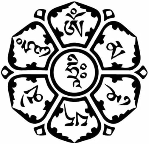 Autoaufkleber 15,7 cm*15,1cm Om Mani Padme Hum Mantra Religiöses Symbol Yoga Vinyl Aufkleber Schöner Autoaufkleber Schwarz/Silber