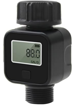 Medidor de flujo de agua de 3/4 pulgadas, visualización de rosca de galón/litro, uso y caudal adecuado para manguera de jardín al aire libre, medidor de agua de riego, manguera de jardín