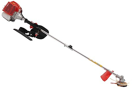 2-Takt Benzin Motorsense Rasenkantenschneider Grasmäher 43 cm³ Rasentrimmer mit Tragegurt und Zwei Messerköpfe Kantenschneider Rasen