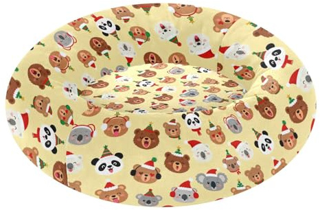 Hundebett, weihnachtliches Tiergesichter, warmes und weiches, flauschiges Hundekissen für Haustiere, Größe M