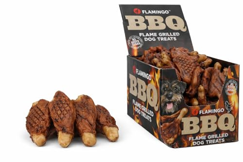 Hundeleckerli - Leckerli Hund - Flamingo BBQ T-Bone mit Huhn - 6 x 4 x 1 cm - 2 kg Display - proteinreich - glutenfrei - getreidefrei - ohne Zuckerzusatz
