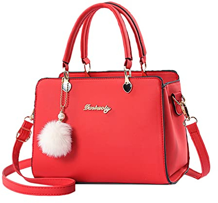 Modische Damen-Handtasche, Umhängetasche, Umhängetasche, Ledertasche, für Damen, Auto-Netz, Handtaschenhalter, rot, Einheitsgröße