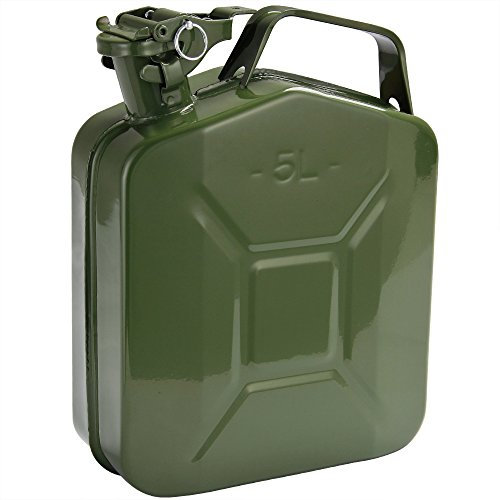 Monzana Bidón de Gasolina Metálico 5L Verde 24x12x35 Combustible Diésel Aceite Homologación UN
