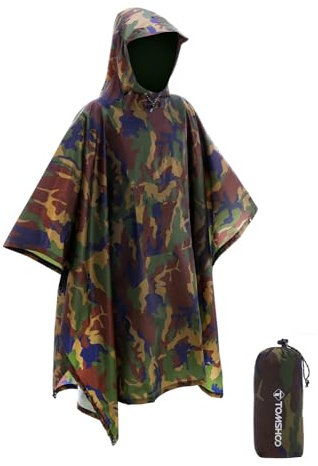 TOMSHOO Unisex Veste de Pluie Poncho, Camouflage 2, One Size