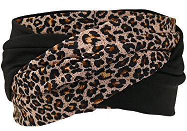 Harrys-Collection Haarband oder Stirnband in 16 Verschiedenen Unifarben Turban, Kopfgröße:Einheitsgröße, Farben:Leopard