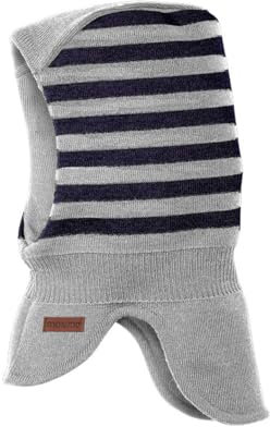 maximo Mini-Schlupfmütze, Windstopper 2-farb-Ringel Made in Germany 51 Graumeliert/Marine