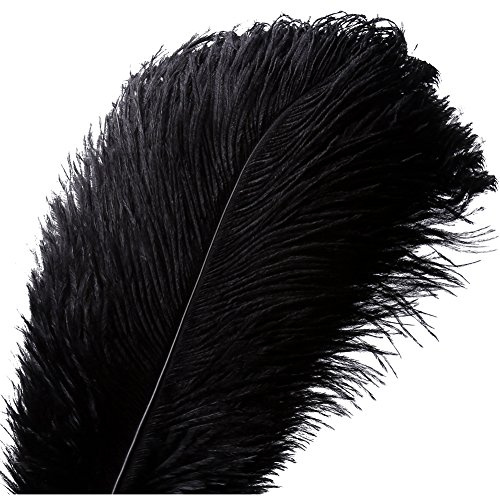 VoilaLove 10 stücke Natürliche Straußenfedern Handwerk 12-14 Zoll (30-35 cm) Plume für Hochzeit Mittelstücke Dekoration (30-35 cm,Schwarz)