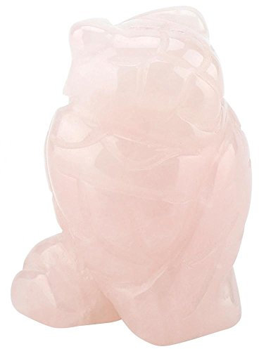 Hztyyier Piedra Preciosa de Cuarzo Rosa Natural Cristal Tallado Búho Piedra de curación Puff Pocket Stone Reiki Equilibrio(1.5in)